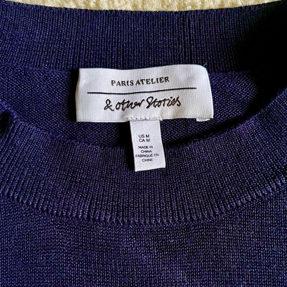 & Other Stories Navy Crewneck Sweater Sz M